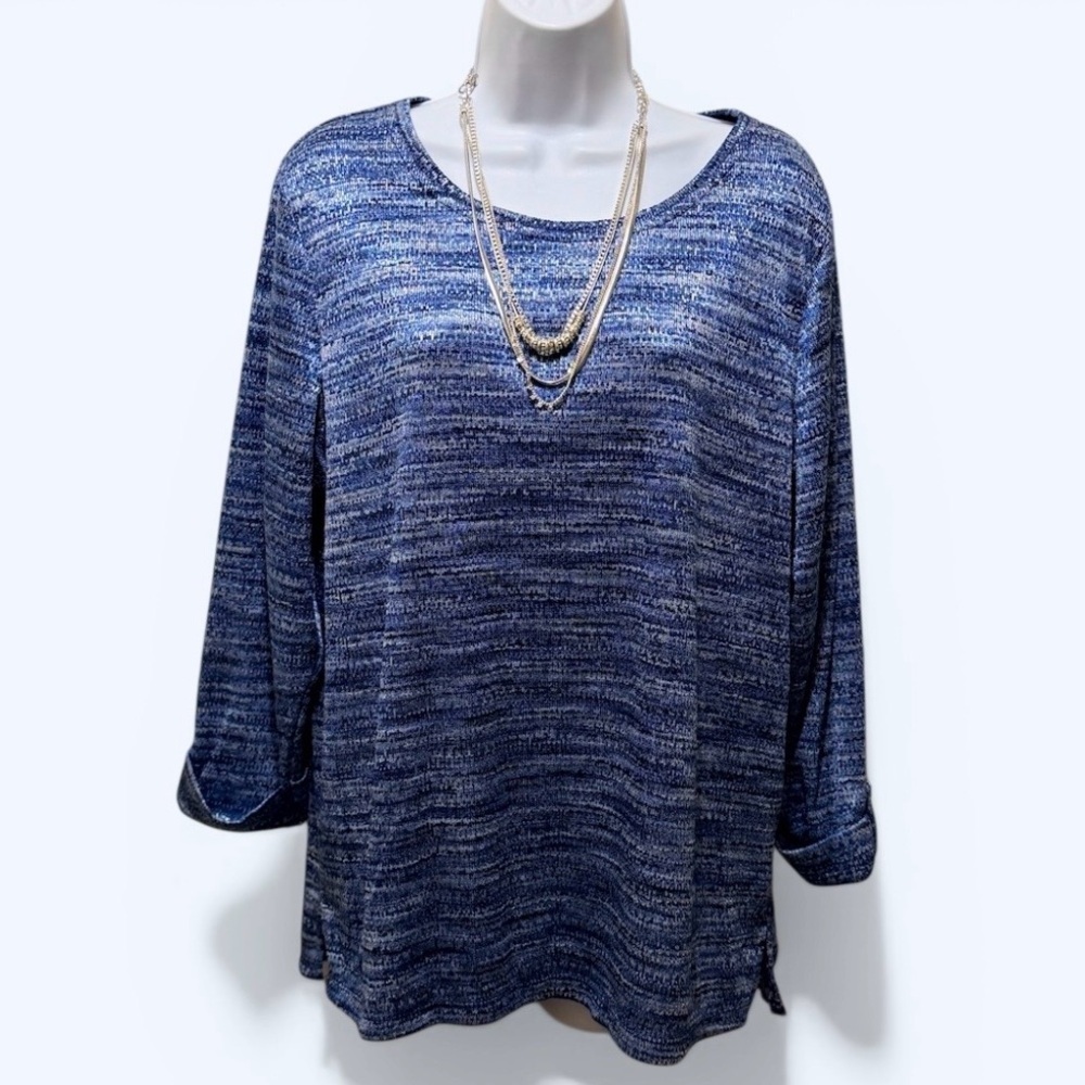 Allison Daley Lightweight Blue Shimmery Sweater Top Size XL